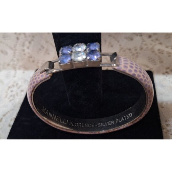 Vintage Manelli Florence Silver & Purple Rhinestone Snake Embossed Bracelet - Picture 8 of 10